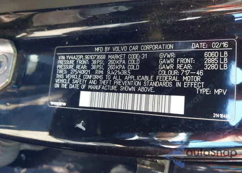 2016 Volvo Xc90 T6 Inscription z USA, uszkodzony, nr VIN YV4A22PL9G1073668